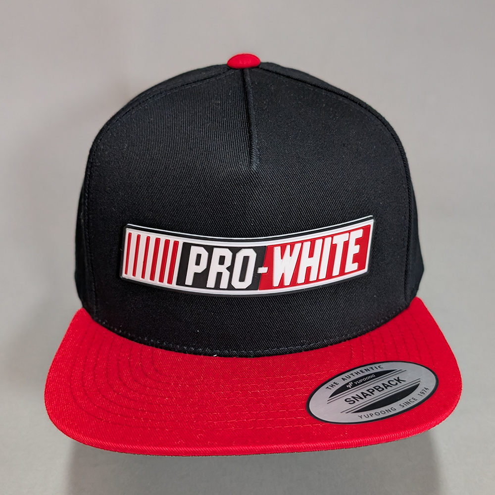 Pro White • PVC Patch • Black/Red Snapback