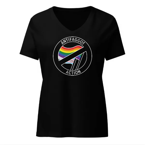 Antifaggot Action - Ladies • T-shirt • V-neck • Premium