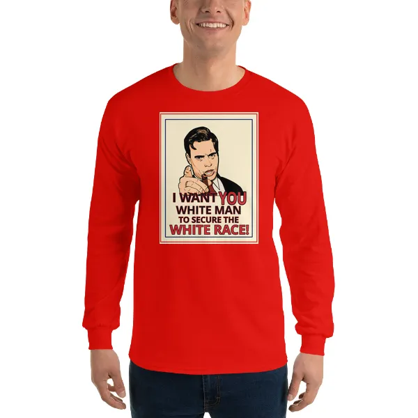 GLR I Want You White Man - Mens • T-shirt • Long Sleeve • Basic - Image 3