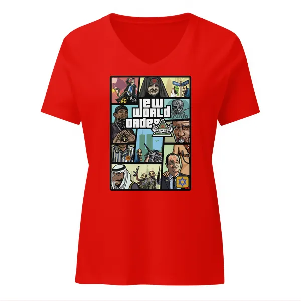 Jew World Order - Ladies • T-shirt • V-neck • Premium - Image 3