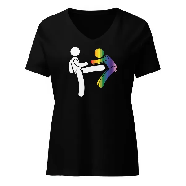 Kick a Faggot - Ladies • T-shirt • V-neck • Basic