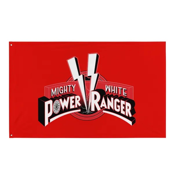 Mighty White Power Ranger - Black Sun - Flag • Small - Image 3