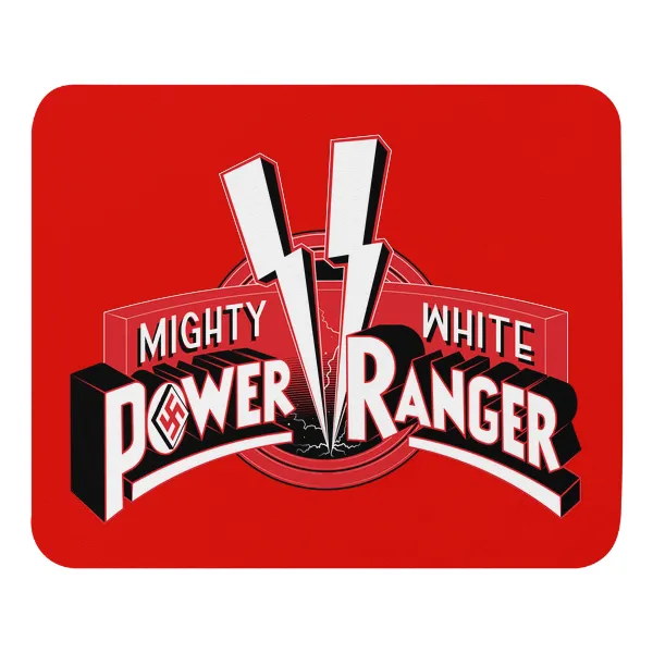 Mighty White Power Ranger - Swastika - Mouse Pad - Image 3