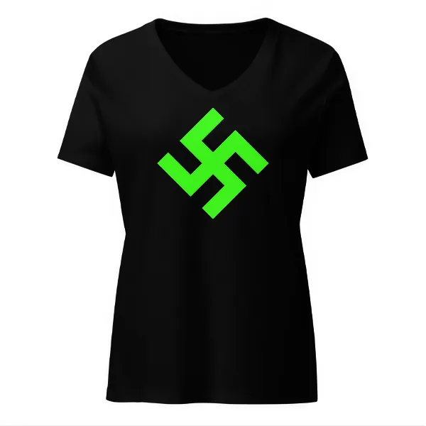 Neon Green Swasika - Ladies • T-shirt • V-neck • Basic