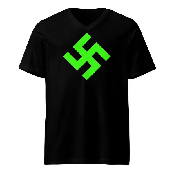 Neon Green Swasika - Mens • T-shirt • V-neck • Basic