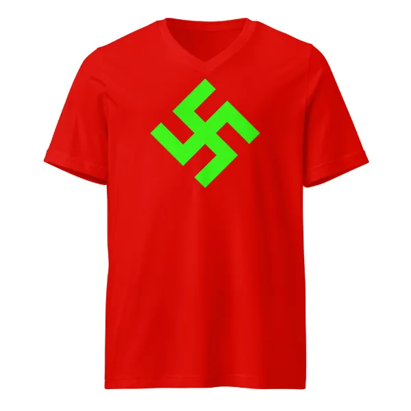 Neon Green Swasika - Mens • T-shirt • V-neck • Premium - Image 3