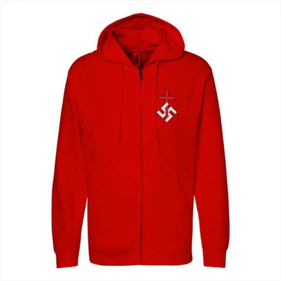 SwastiCross - Mens • Full-Zip Hoodie • Premium - Image 3