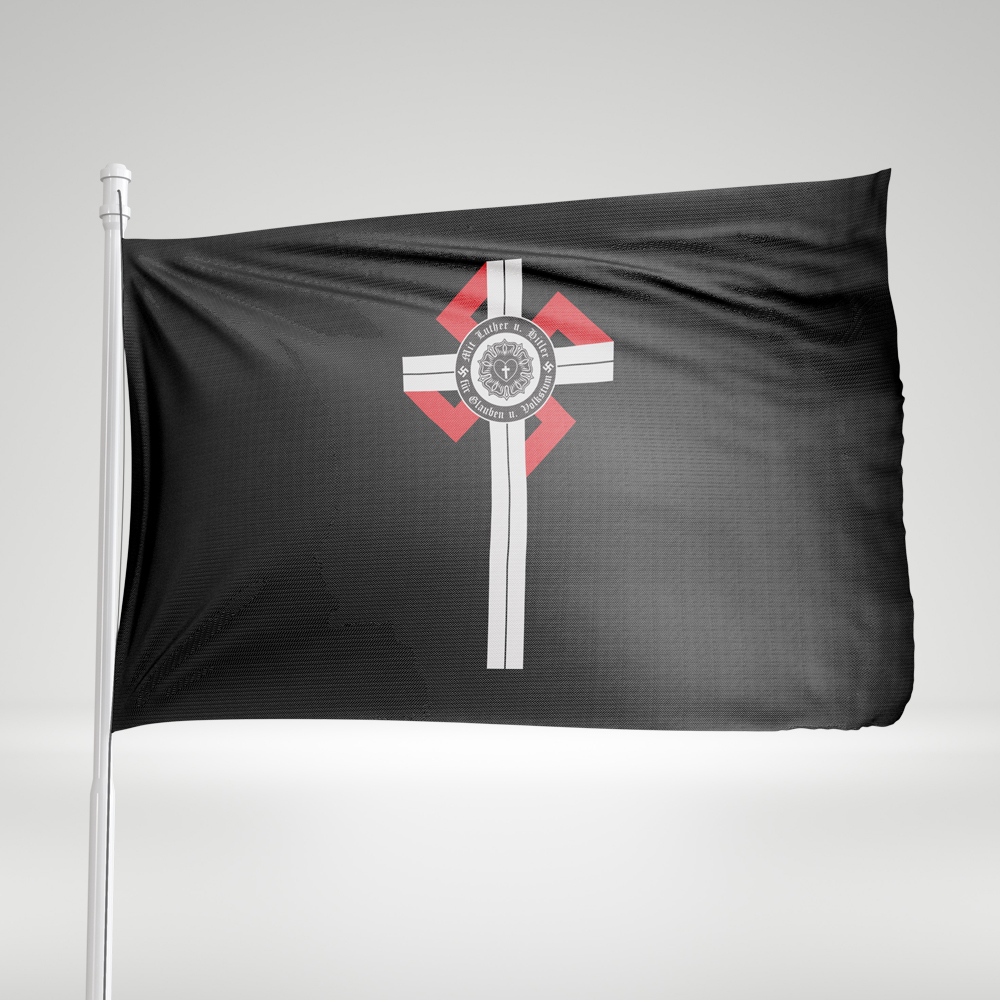 Mit Luther u. Hitler für Glauben u. Volkstum Hakenkreuz • Flag