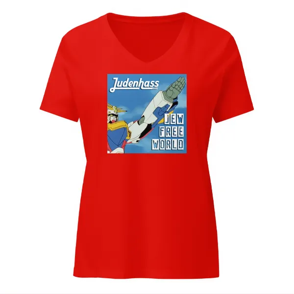 Jew Free World - Ladies • T-shirt • V-neck • Premium - Image 3