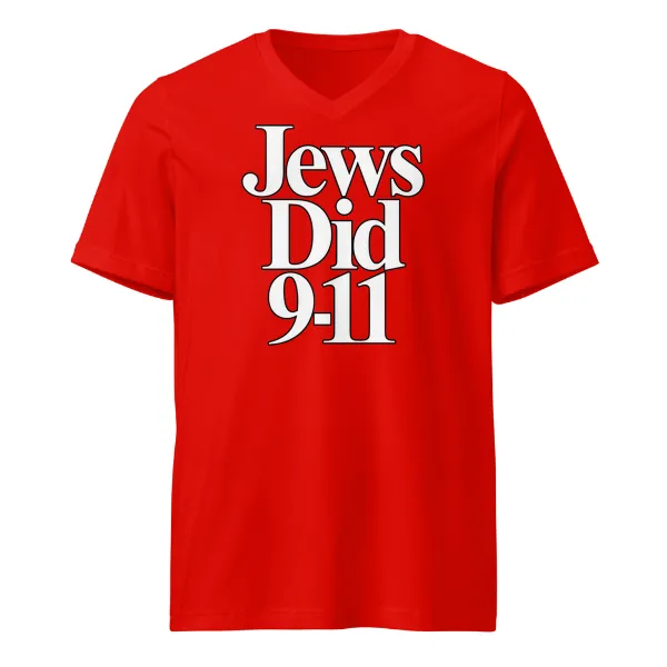 Jews Did 911 - Mens • T-shirt • V-neck • Basic - Image 3
