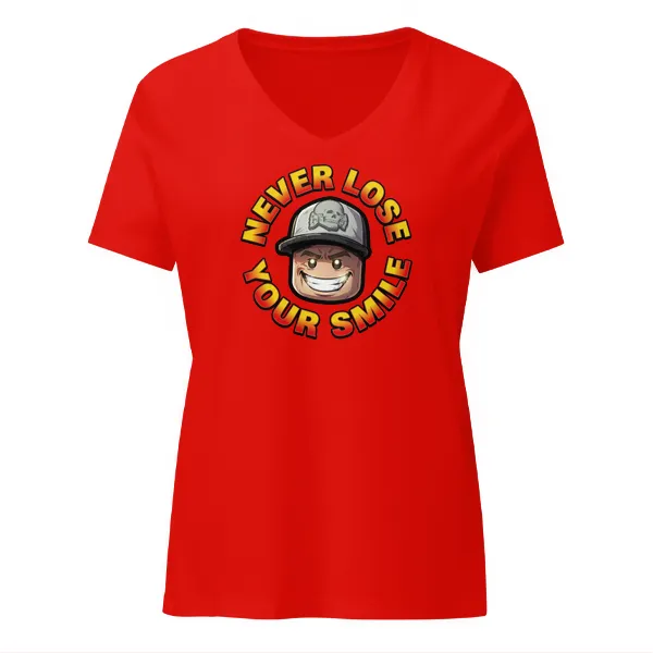 Never Lose Your Smile - Lego Waldo - Ladies • T-shirt • V-neck • Basic - Image 3
